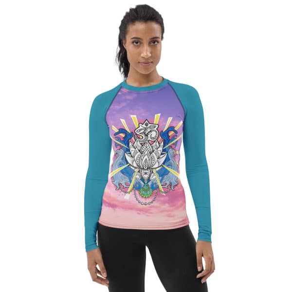 Be The Light Teal Women's Rash Guard - Image 4